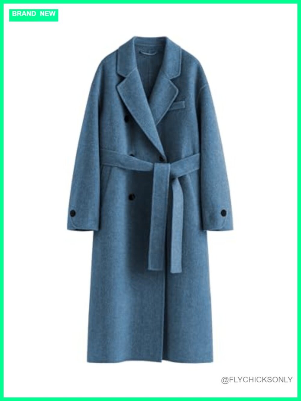 Womens Wool Pea Coat Double Breasted Belted Trench Coat